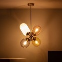 Luminária pendente metal e vidro Papallona