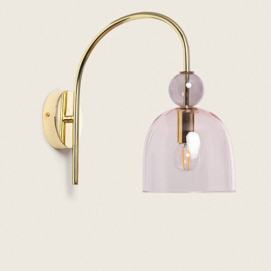 Lâmpada De Parede De Metal e vidro Baudelaire Rosa