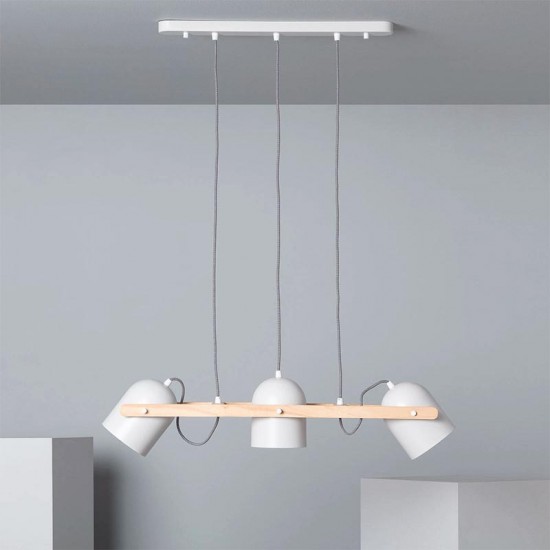 Luminária Pendente madeira e Metal Klarhet Branca