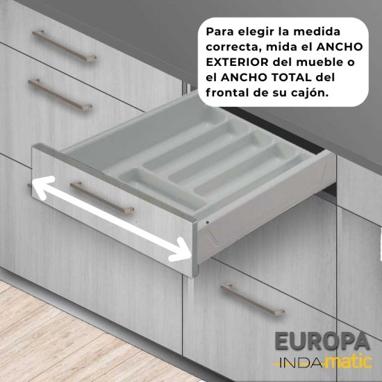 Gaveta Cozinha Porta-Talheres PVC Cinza Europa