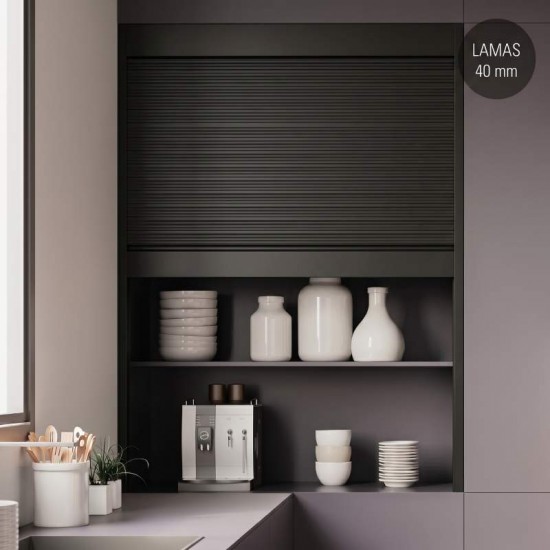 Kit Persiana Box Milano Preto Fosco Lâmina 40