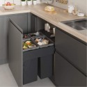 Cubos Reciclagem de Lixo 2 x 24 + 2 x 8 L, com Sistema de Guias