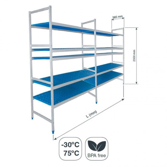 Estante Modular Duplo 10 Prateleiras Fundo 385 mm 2000 mm Altura