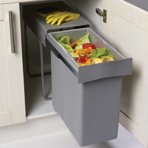 Balde Lixo Extraível 40 L para Armário de Cozinha de 300 mm
