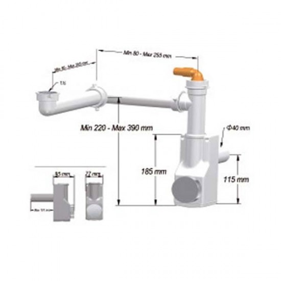 Sifão Salva Espaço 1 Via para Pia